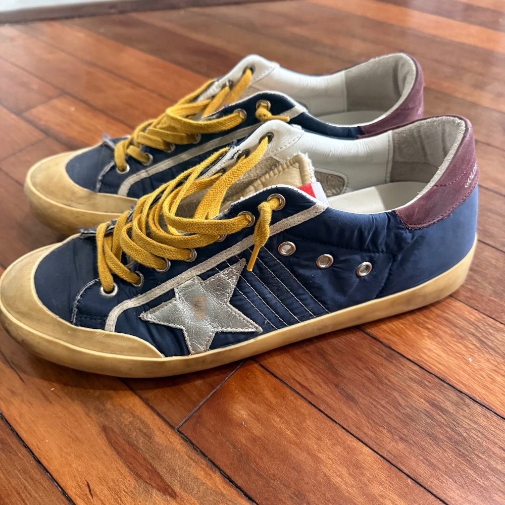GOLDEN GOOSE: Men's Star in blue suede with silver star